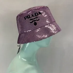PRADA 
Paillettes Triangle Logo Womens Bucket Hat Prada | Accessories | Prada Paillettes Triangle Logo Womens  main image 2